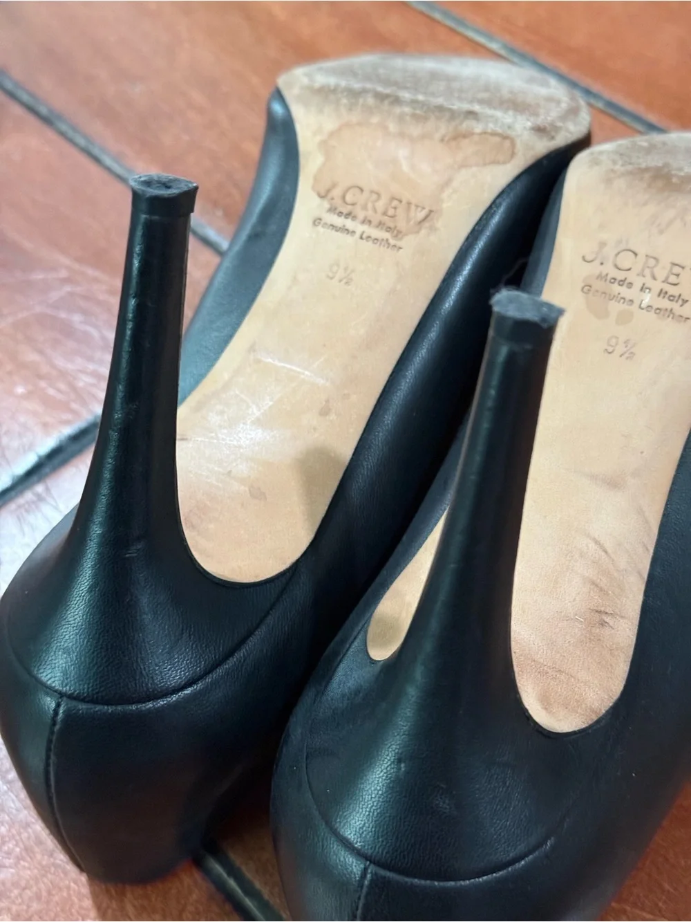 J. Crew Black Pointed-Toe Leather Pumps